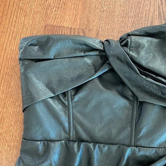 PINKO faux SOFTEST leather strapless mini dress homecoming cocktail black NWOT 6 - Picture 4 of 16